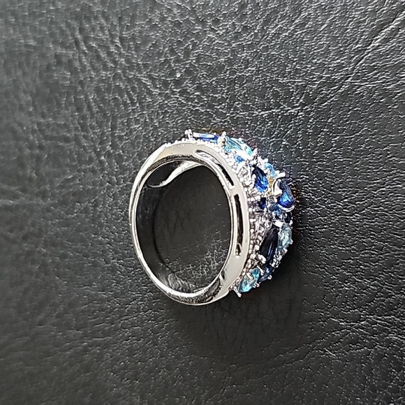 Sapphire & aquamarine ring sz 7 - Picture 5 of 6